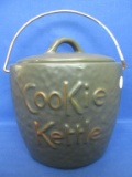 Vintage McCoy Cookie Kettle Cookie Jar with Wire Handle-- Stands Appx 8 1/2” Tall w/ Lid