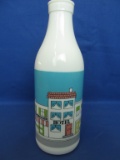 Carlton Glass Milk Glass Bottle with Pastel Village Street Storefront Scene