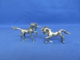 Unicorn & Horse  Figurines  2” T x 3” L - Pewter Finished -  Cast Metal