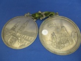 2 Austrian Pewter Medallions – 5 5/8” Wien & 4 5/8” Moosburg on Velvet Ribbon w/ Hanger