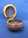 Stone Trinket Box 2 1/2” DIA x 1 2/4” T – Dyed Purple – Stone has veins like marble – Hinged Lid
