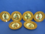 Six Decorative Wood Plates (6” DIA ea) w/ Hummel Prints in the centers