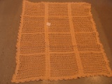 Vintage Crochet Ecru Lace Table Topper 35” x 35 1/2”
