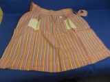 Vintage Hand Made Candy Striped Cotton Apron w/ Pockets
