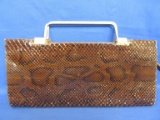 Vintage Python Clutch Bag w/ Metal Handles & Zipper Closure – 13 3/4” L X 6 1/2” Deep – Bartolo Crea