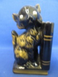 Vintage Black Cat Bookend – Glazed Red Clay3 1/4” L x 5” T x 2” Deep – Japan