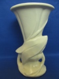 Vintage McCoy?  Vase – Ivory Glazed Leaf  7 1/2” T  x 5” DIA top  – Unmarked