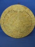 Vintage Aztec Calendar Wall Decor 12 1/2” DIA – Carved Resin w/ Paper Information on the back side