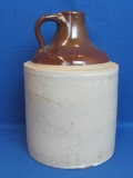 Stoneware Shoulder Jug – Brown Top – Beige Base – 8 1/2” tall – A couple chips on rim