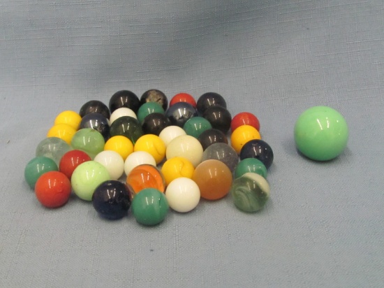 Mix Lot of Marbles (40) & Shooter (1) – Collectible & Game Marbles – Used