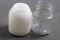 (2) Antique Vaseline & Milk Weed Cream Glass Jars Embossed Chesebrough NY