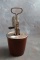 Antique A & J Egg Beater with Brown Stoneware Beater Jar