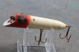 Vintage HEDDON Head-On Basser Wood Fishing Lure with Glass Eyes