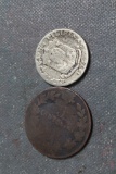 2 Very Old Coins one is 1874 and one from Italy (Can't Read Date on it)