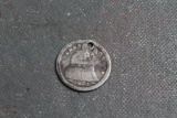 1853 Seated Dime or half Dime madeinto a pendant and monogrammed on back