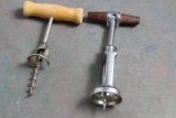 2 Vintage Corkscrews with Wood Handles 1 marked Germany