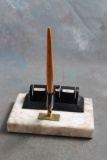 Vintage Marble Base Calendar/Desk Pen Set KOH-I-NOOR Pen Germany