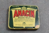 Vintage ANACIN Tin Litho Advertising Tin 30 tablet size