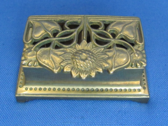 Brass Stamp Container (For rolls) Sunflower Design – About 3 1/2” x 2” - Solid & heavy for size