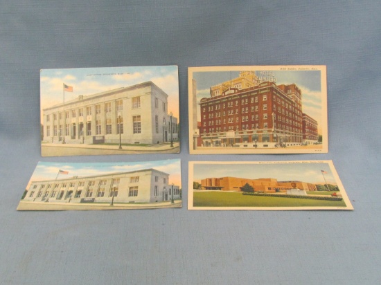 Rochester MN Linen Post Cards (4) – Mayo Civic – Post Office – Hotel Zumbro – Unused