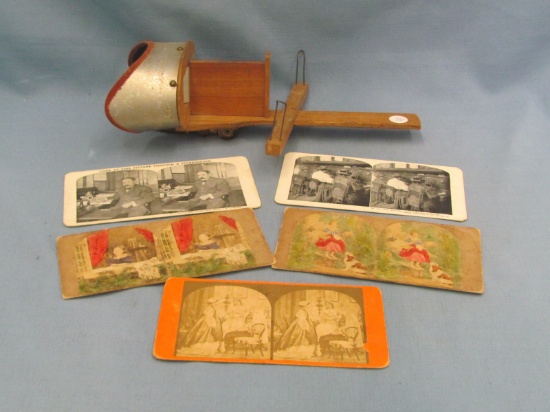 Stereoview Finder & Cards (5) – Unmarked – Some Finish Wear – 12 1/4” L