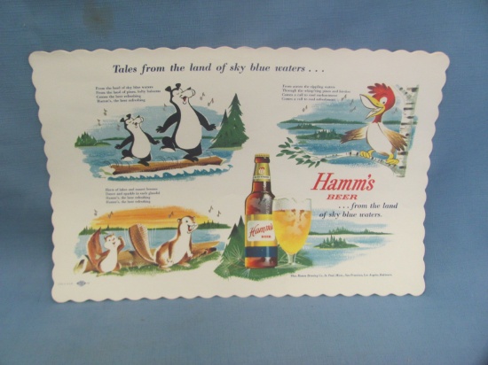 Hamm's Beer Paper Place Mats (5) – Good Condition – 10” x 14 3/4”