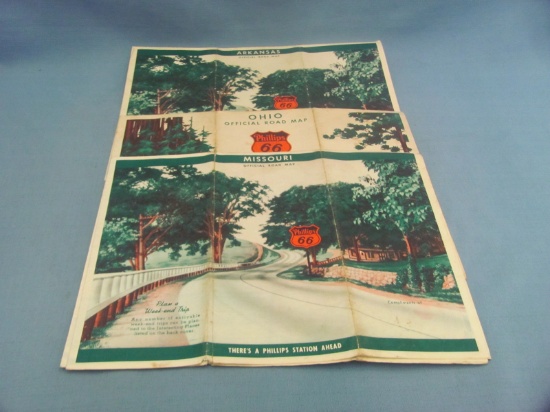 Vintage Phillips 66 Gasoline Road Maps (3) – Arkansas – Missouri – Ohio – Wear