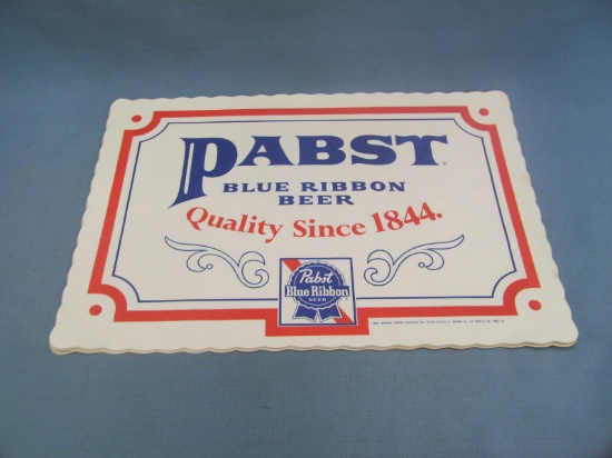 Pabst Blue Ribbon Beer Paper Place Mats (10) – 9 3/4” x 14” - Light Wear & Stained