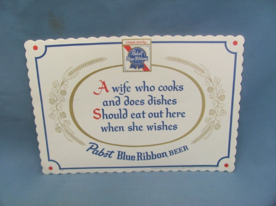 Pabst Blue Ribbon Beer Paper Place Mats (20) – 9 ¾” x 13 3/4” - Good Condition