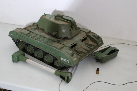 Vintage 1960's Large Battery Operated Military Tank 24" Long x 14.5" Wide