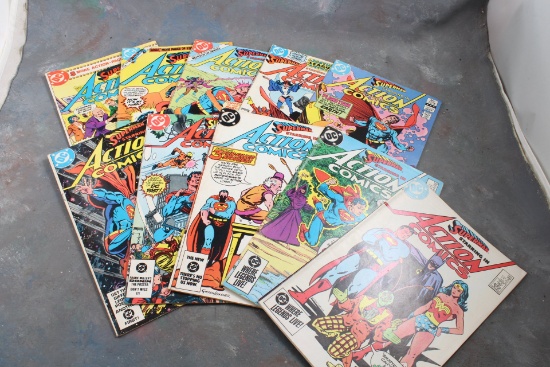 10 Vintage SUPERMAN Comic Books DC 50 Cent, 60 Cent & 75 Cent