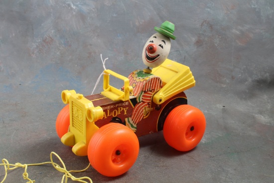 Vintage Fisher Price JALOPY Wood Pull Toy #724 - 1965