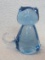 Light Blue Glass Cat Figurine – 3 1/8” tall – Very good condition