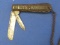 Antique Pocket Knife:ca 1913 Enterprise Cutlery Germany “Boys Favorite” on chain 2 1/4” L
