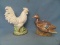 Rooster (Japan) & Duck Figurines (2) – Ceramic – Duck 5 3/4” T - 8” L – Rooster 8
