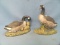 Geese Figurines (2) – Ceramic – Unmarked – 5 & 9” T & Base 8 & 8 1/4” L – Wear
