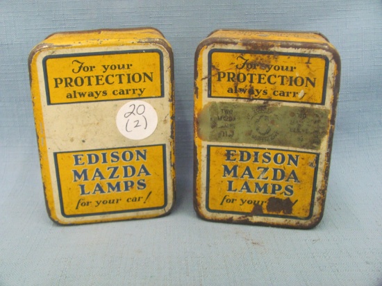 Edison Mazda Lamps Tins (2) – 2 ½ x 3 5/8 x 1 ½ – Wear/Scratches/Marks/Rust