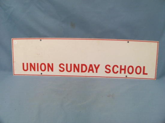 Union Sunday School Double Sided Metal Sign – Heavy – 8 x 29 7/8 Inches