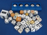 Mixed Lot of Dice – 2 with a Skunk on them – Blue Plastic Milton Bradley Shaker