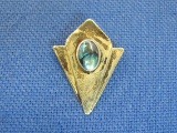 Sterling Silver Tack Pin – Oval Abalone? Cabochon – 1” long – Weight is 1.8 grams