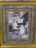 Huge Framed Print “Dress Rehearsal” 2 Girls playing Piano – 47 1/2” c 39 1/2” - NO shipping