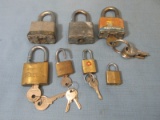 Lot of Padlocks & Keys – 7 Locks(4 w/ keys) – Master, Excel, Beta, America, Guard Security – As show