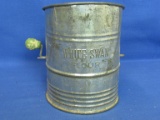 Vintage White Swan Flour Sifter w/ Green knob handle 4 ½ DIA x 4 1/2” T