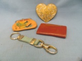 Heart Shaped Belt Buckle (Silver Plate) – Keychains – Coin Purse – Some Wear