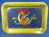 Metal Change Tray  4 1/2” x 6 1/2” - “Miller High Life” Lady on the Moon Logo – Color lithography