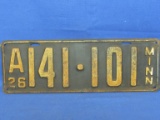 1926 Minnesota License Plate