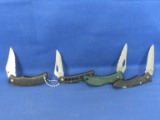 4 Folding Knives: Jaguar, 3 Frost Cutlery – 2 1/2-3” Closed