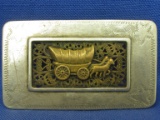 Vintage Belt Buckle: Covered Wagon – Brass & Nickel Silver