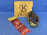 Advertising: Kraft Patented American Process, GTA Delegate Ribbon, Circa Skateboarding Band