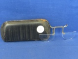 Antique Half Moon “Magna Add” Magnifying Glasses & Case – Frames Marked Pats & Pats Pend.